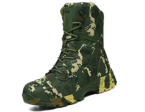 Produktbild: IYVW 5.AA Q3 Unisex-Erwachsene Bootsschuhe Derby Schnürhalbschuhe Kurzschaft Stiefel Winter Boots für Herren Tarngrün 44EU