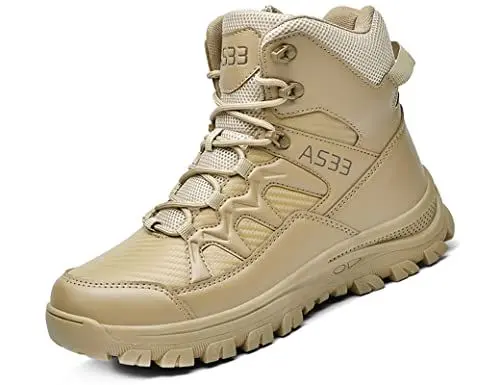 Produktbild: IYVW AS33 706 Winter Warmer Schnee Stiefeletten Herren Echtes Leder High-Rise Wanderschuhe Wüstengelb 40EU