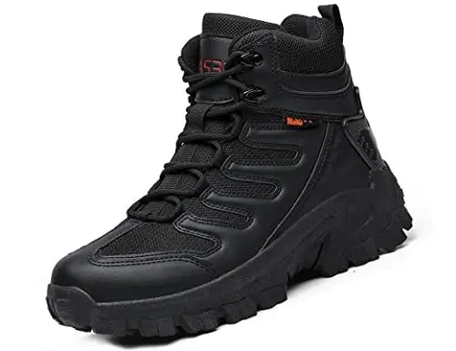 Produktbild: IYVW AS33 707 Herren Arbeitsstiefel Militärstiefel Wanderschuhe Trekkingschuhe Armee Combat Tactical Boots Outdoor Einsatzstiefel mit Zipper Schwarz 41EU