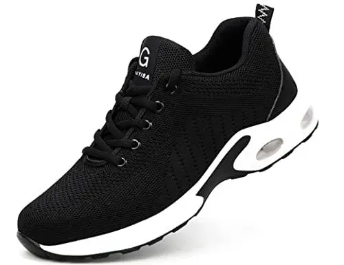 Produktbild: IYVW C9191 Sicherheitsschuhe Herren Damen S3 Sportlich rutschfeste Arbeitsschuhe mit Stahlkappe Leichtgewich Breathable Schu Schwarz 49 EU