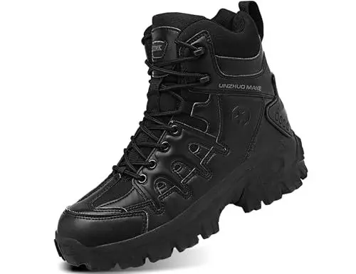 Produktbild: IYVW KKK 1201 Herren Militärstiefel Armee Combat Tactical Boots Arbeitsstiefel Wanderschuhe Trekkingschuhe Outdoor Einsatzstiefel A-CQB Schwarz 41EU