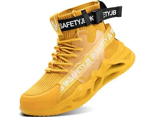 Produktbild: IYVW SAFETY 7719 Urgent Damen Herre Arbeitsschuhe Sicherheitsstiefel Modern Schutzschuhe Stahlkappe Gelb 45 EU