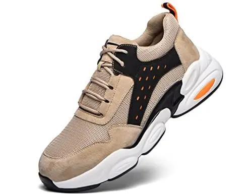 Produktbild: IYVW SAFETY 785 Sicherheitsschuhe Herren Damen Arbeitsschuhe Schutzschuhe mit Stahlkappen Reflektierend Leicht Atmungsaktiv Sneaker Beige 44.5 EU