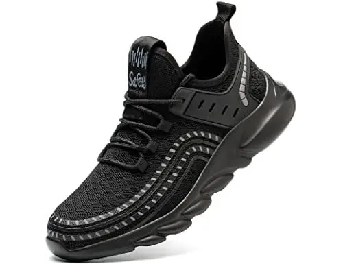 Produktbild: IYVW Safety 085 Arbeitsschuhe Herren Sicherheitsschuhe Herren Damen Leicht Stahlkappenschuhe Sportlich Atmungsaktiv Schutzschuhe Arbei Schwarz 39 EU