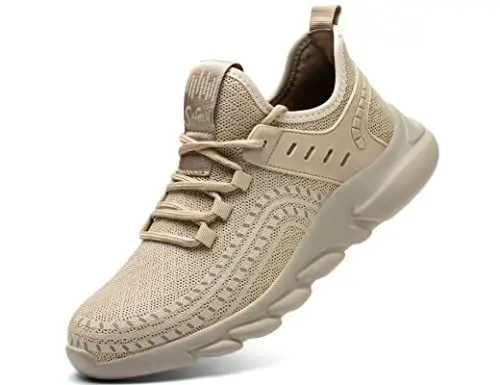 Produktbild: IYVW Safety 085 Herren Leicht Arbeitsschuh für Damen, rutschfeste Pannensichere Stahlsohle, Stoßdämpf Beige 40 EU