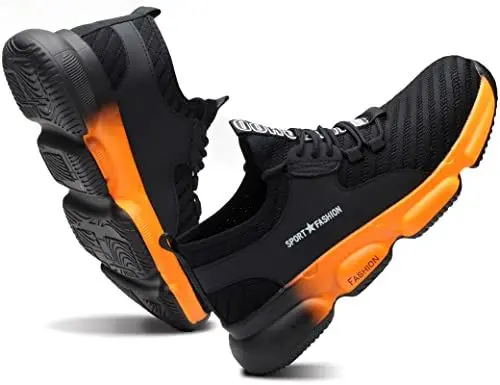 Produktbild: IYVW Safety 832 Sicherheitsschuhe Herren Damen S3 Atmungsaktive Arbeitsschuhe Leicht Sportlich Schutzschuhe mit Stahlkappe Schwarz Orange 37 EU