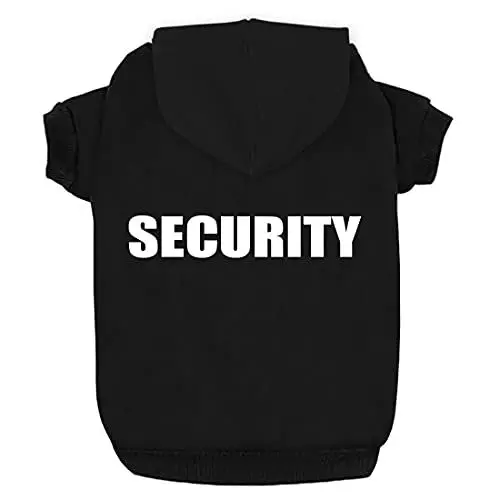 Produktbild: Izefia Hunde Kapuzenpulli Security Rdc Pet Bekleidung Hunde Shirt Wärmer Pullover Baumwoll Jackett Mantel Kleiner Hund Mittlerer Hund (Schwarz,L)