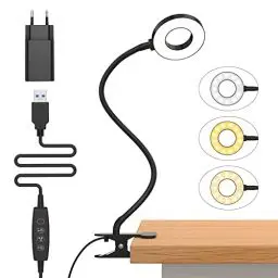 Produktbild: iZELL 23 LED Leselampe Bett Dimmbar -<strong>3 Modi & 10 Helligkeitsstufen:</strong>  Augenschutz Klemmlampe mit 40cm Flexiblem Schwanenhal, Buchlampe, Schreibtischlampe mit 10W USB-Ladegerät
