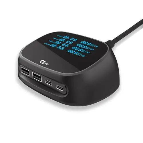 Produktbild: IZHOI USB C Ladegerät 100W LED-Anzeige PD3.0 QC5.0 PPS Schnellladegerät mit 1,5m Kabel - GAN USB C Netzteil für iPhone- & Samsung- schnelle Aufladung