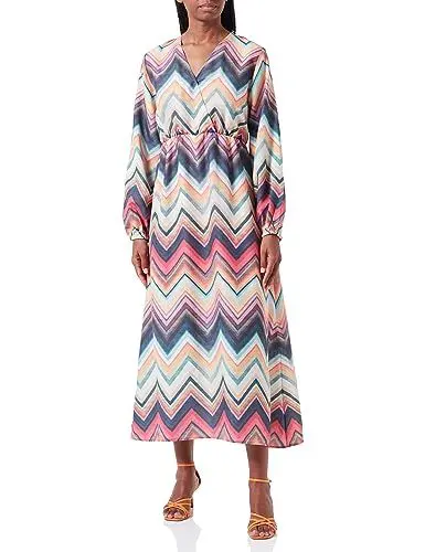 Produktbild: IZIA Women's Maxi Langarmkleid Dress, Zickzack Druck, M