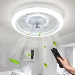 Produktbild: IZOWE Deckenventilator 48CM Deckenventilator mit Beleuchtung Leise Dimmbar Deckenventilatoren Umkehrbar 4 Windstärken Deckenventilator mit Licht 3 Lichtfarbe LED Deckenventilator mit Fernbedienung