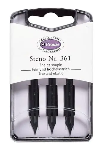 Produktbild: J. Herbin Brause 300361B Packung mit 3 Stenofedern, ideal für englische Schrift, 1 Pack