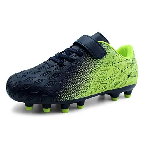Produktbild: JABASIC Kids Firm Ground Fußballschuhe Jungen Mädchen Sportliche Fußballschuh (30EU,Marine/Zitronengrün)