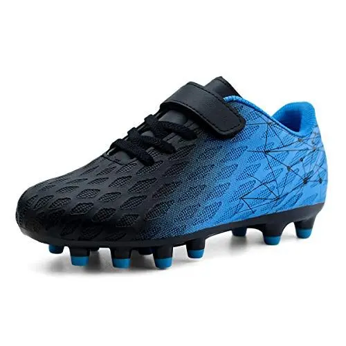 Produktbild: JABASIC Kids Firm Ground Fußballschuhe Jungen Mädchen Sportliche Fußballschuh (35EU,Schwarz/Blau)