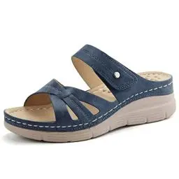 Produktbild: JABASIC Orthopädische Sandalen Damen Pantoletten Hausschuhe Walking Sandalen mit Arch Support (37,Navy)