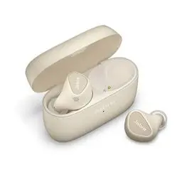 Produktbild: Jabra Elite 5 In-Ear-Bluetooth-Kopfhörer mit Hybrid-Aktive-Geräuschunterdrückung (ANC), 6 integrierten Mikrofonen, ergonomischer Passform, 6-mm-Lautsprecher - Gold-Beige