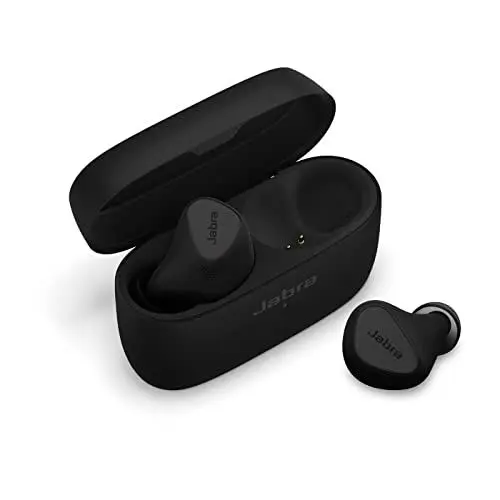 Produktbild: Jabra Elite 5 In-Ear-Bluetooth-Kopfhörer mit Hybrid-Aktive-Geräuschunterdrückung (ANC), 6 integrierten Mikrofonen, ergonomischer Passform, 6-mm-Lautsprecher - Titanium-Schwarz