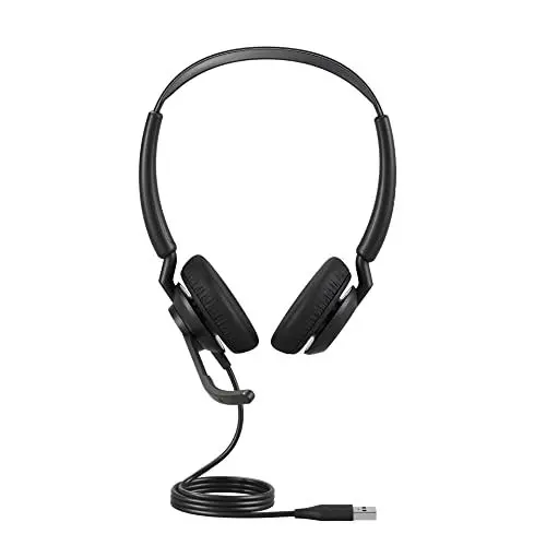Produktbild: Jabra Engage 50 II schnurgebundenes Stereo-Headset mit geräuschunterdrückender 3-Mic-Technologie und USB-A-Kabel, ultraleicht - mit allen führenden UC-Plattformen wie Zoom & Unify kompatibel - Schwarz