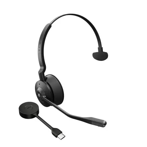 Produktbild: Jabra Engage 55 Schnurloses Mono Headset mit Link 400 USB-C DECT-Adapter - Mikrofon mit Geräuschunterdrückung, umfangreiche Reichweite, Gehörschutz - Für MS Teams Zertifiziert - Schwarz