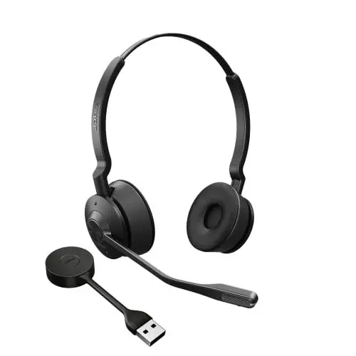 Produktbild: Jabra Engage 55 Schnurloses Stereo-Headset mit Link 400 USB-A DECT-Adapter - Mikrofon mit Geräuschunterdrückung, umfangreiche Reichweite - Für Google Meet und Zoom Zertifiziert - Schwarz