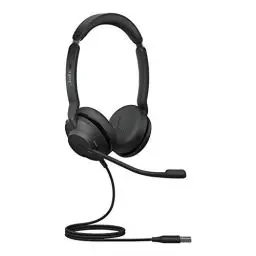 Produktbild: Jabra Evolve2 30 Headset – Stereo Kopfhörer mit Noise Cancelling – Zertifiziert für Microsoft Teams – mit 2-Mikrofon Anruf-Technologie – USB-A Kabel – Schwarz