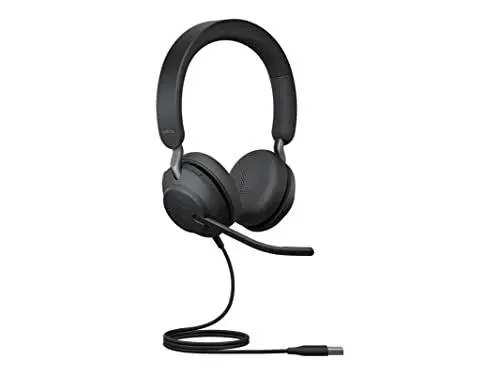 Produktbild: Jabra Evolve2 40 PC Headset – Noise Cancelling Microsoft Teams Certified Stereo Headphones with 3-Microphone Call Technology – USB-A Cable – Black