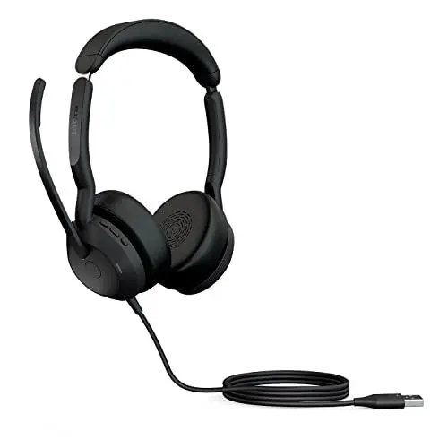 Produktbild: Jabra Evolve2 50 - Kabelgebundenes Stereo-Headset Air Comfort - Mikrofone mit aktiver Geräuschunterdrückung (ANC) - kompatibel mit Allen UC-Plattformen wie Zoom und Google Meet - Schwarz