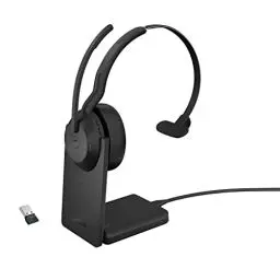 Produktbild: Jabra Evolve2 55 - schnurloses Mono-Headset mit Ladestation Air Comfort - Mikrofone mit Geräuschunterdrückung und ANC, für MS Teams Zertifiziert, mit Anderen Plattformen kompatibel - Schwarz