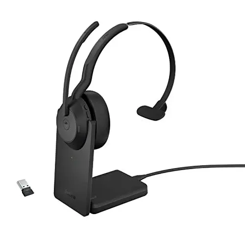 Produktbild: Jabra Evolve2 55 - schnurloses Mono-Headset mit Ladestation und Jabra Air Comfort - Mikrofone mit Geräuschunterdrückung und ANC, für MS Teams zertifiziert, mit anderen Plattformen kompatibel - Schwarz