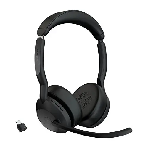 Produktbild: Jabra Evolve2 55 - schnurloses Stereo-Headset mit Jabra Air Comfort - Mikrofone mit Geräuschunterdrückung und ANC - für MS Teams zertifiziert, mit anderen Plattformen kompatibel - Schwarz