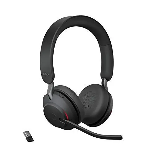 Produktbild: Jabra Evolve2 65 Wireless PC Headset – Noise Cancelling UC Certified Stereo Headphones with Long-Lasting Battery – USB-A Bluetooth Adapter – Black