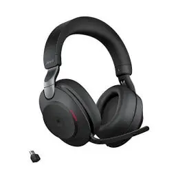 Produktbild: Jabra Evolve2 85 Wireless PC-Headset - Geräuschunterdrückung MS-zertifizierter Stereo-Kopfhörer mit langlebigem Akku - USB-C Bluetooth-Adapter - Schwarz