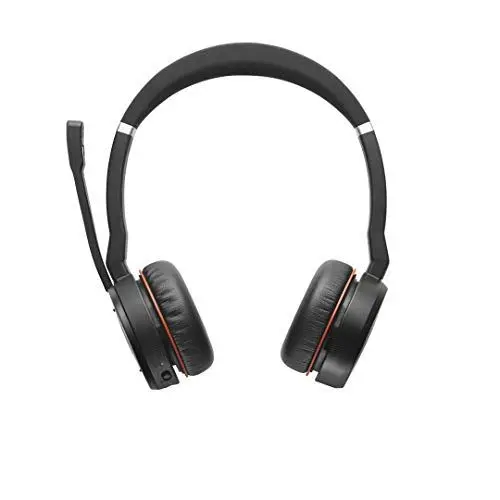 Produktbild: Jabra Evolve 75 UC Wireless Stereo On-Ear Headset – Unified Communications zertifizierte Kopfhörer mit Langer Akkulaufzeit – USB Bluetooth Adapter – Schwarz