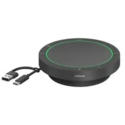 Produktbild: Jabra Speak2 40 tragbare Freisprechlösung, 4 Mikrofone mit Geräuschunterdrückung, 50 mm Breitband-Lautsprecher, Breitband-Audio, mit USB-A und USB-C, für MS-Teams Zertifiziert, Dunkelgrau