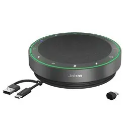 Produktbild: Jabra Speak2 75 schnurlose Freisprechlösung mit USB-C Bluetooth-Adapter, 4 Mikrofone mit Geräuschunterdrückung, 65 mm Breitband-Lautsprecher, für MS-Teams Zertifiziert, Dunkelgrau
