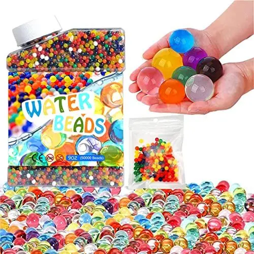Produktbild: Jacisk WasserPerlen Set 50000 Stücke & 200 Stücke Harz Rund Wasserperlen XXL, Wasserperlen Ungiftig, Water Beads für Heimwerker, Dekoration, Pflanzenfüller