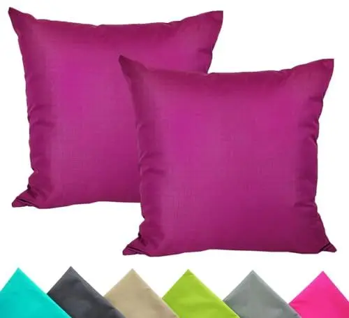 Produktbild: JACK 2er Set Outdoor Kissenhülle Kissenbezug 50x50cm Wasserfest Sitzkissen Lounge Kissen Garten Stuhl Lotus Effekt, Farbe:Beere