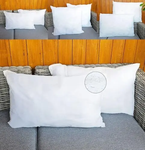 Produktbild: JACK 2er Set Innenkissen Kissenfüllung 30x50 45x45 40x60cm Inlett Wasserfest Wetterfest Kopfkissen Zierkissen Outdoor Kissen, Größe:30 x 50 cm