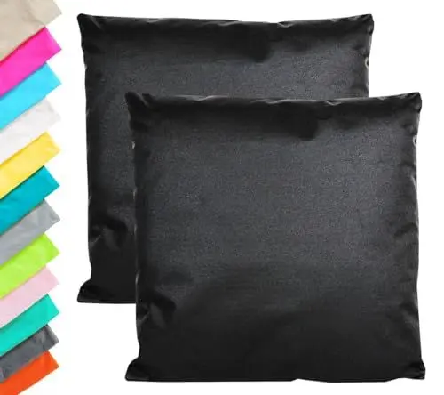 Produktbild: JACK 2er Set Outdoor Kissenhülle Kissenbezug 45x45cm Wasserfest Sitzkissen Lounge Kissen Garten Stuhl Lotus Effekt, Farbe:Schwarz