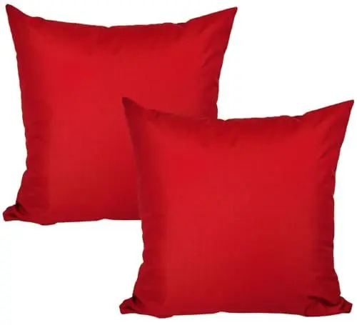 Produktbild: JACK 2er Set Outdoor Kissenhülle Kissenbezug 50x50cm Wasserfest Sitzkissen Lounge Kissen Garten Stuhl Lotus Effekt, Farbe:Rot