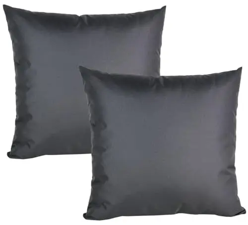 Produktbild: JACK 2er Set Outdoor Kissenhülle Kissenbezug 50x50cm Wasserfest Sitzkissen Lounge Kissen Garten Stuhl Lotus Effekt, Farbe:Anthrazit