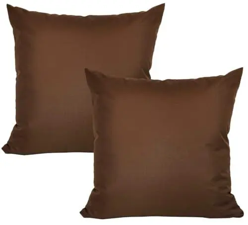 Produktbild: JACK 2er Set Outdoor Kissenhülle Kissenbezug 50x50cm Wasserfest Sitzkissen Lounge Kissen Garten Stuhl Lotus Effekt, Farbe:Braun