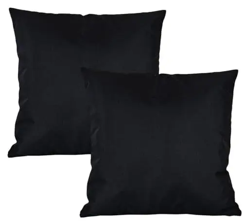 Produktbild: JACK 2er Set Outdoor Kissenhülle Kissenbezug 50x50cm Wasserfest Sitzkissen Lounge Kissen Garten Stuhl Lotus Effekt, Farbe:Schwarz