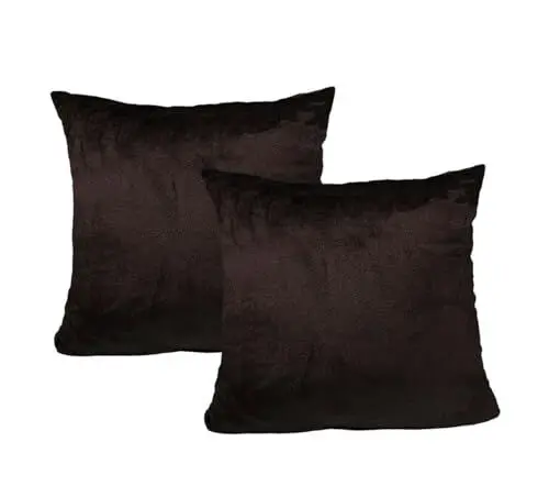 Produktbild: JACK 2er Set Teddy Flausch Kissenhülle Kissenbezug Dekokissen flauschig kuschlig weich, Farbe:Braun, Größe:45 x 45 cm