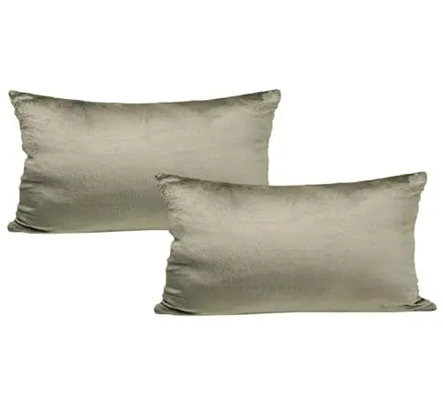 Produktbild: JACK 2er Set Teddy Flausch Kissenhülle Kissenbezug Dekokissen flauschig kuschlig weich, Farbe:Taupe, Größe:30 x 50 cm