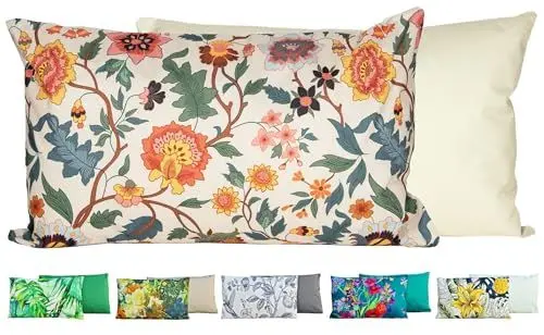 Produktbild: JACK Outdoor Lounge Kissen 30x50cm Motiv Dekokissen inkl. Füllung Wasserfest Sitzkissen Garten Stuhl, Farbe:Blumenmärchen