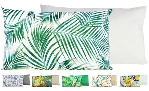 Produktbild: JACK Outdoor Lounge Kissen 30x50cm Motiv Dekokissen inkl. Füllung Wasserfest Sitzkissen Garten Stuhl, Farbe:Palmenblätter