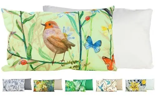 Produktbild: JACK Outdoor Lounge Kissen 30x50cm Motiv Dekokissen inkl. Füllung Wasserfest Sitzkissen Garten Stuhl, Farbe:Vogeltraum