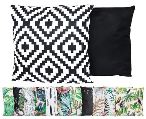 Produktbild: JACK Outdoor Lounge Kissen 45x45cm Motiv Dekokissen inkl. Füllung Wasserfest Sitzkissen Garten Stuhl, Farbe:Abstrakt