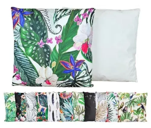 Produktbild: JACK Outdoor Lounge Kissen 45x45cm Motiv Dekokissen inkl. Füllung Wasserfest Sitzkissen Garten Stuhl, Farbe:Regenwald